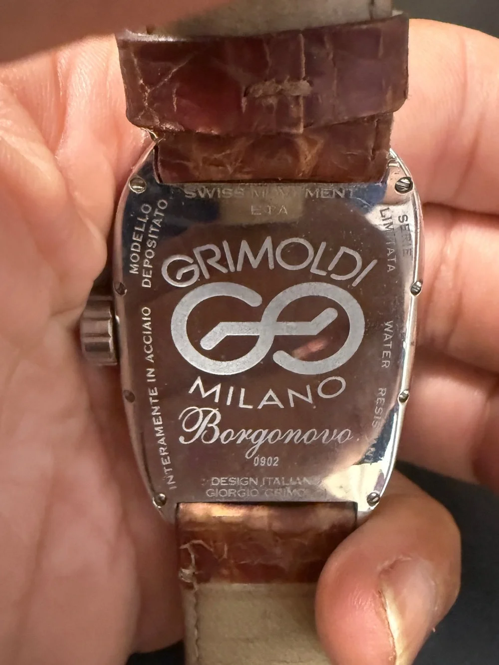 Grimoldi Milano Grotto Green Dial Men's Watch with Brown crocodile Strap